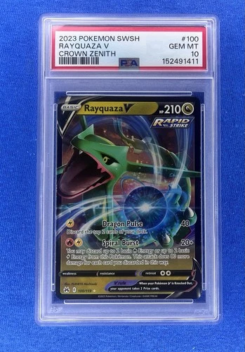 2023 Pokemon Sword & Shield SWSH Rayquaza V Crown Zenith #100 PSA 10 Gem Mint