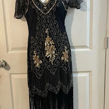 Elegant Black and Great Gatsby dress  size small