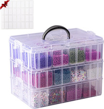 Bead Organizer Box, 84 Pcs Small Organizers, 3-Tier Bead Storage Containers P...