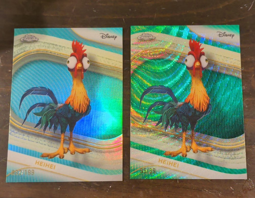 2025 Topps Chrome Disney Heihei Green Wave Refractor /99 Aqua /199 Lot
