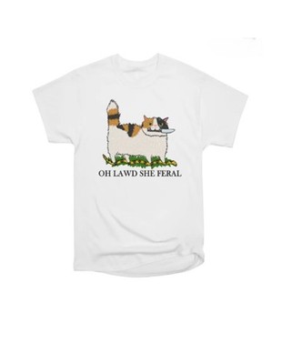Oh Lawd She Feral Funny Cat Meme Graphic T-shirt