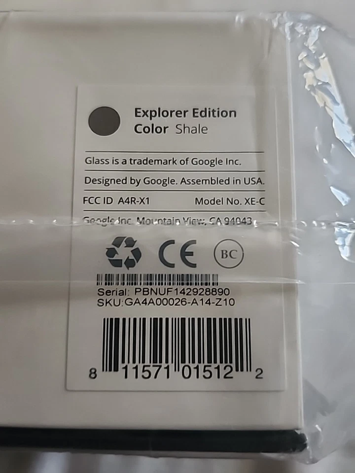 RARO GOOGLE GLASS Explorer Edition V1.5 XE-C KIT COMPLETO Caja de Regalo - Esquisto Foto 2 de 4
