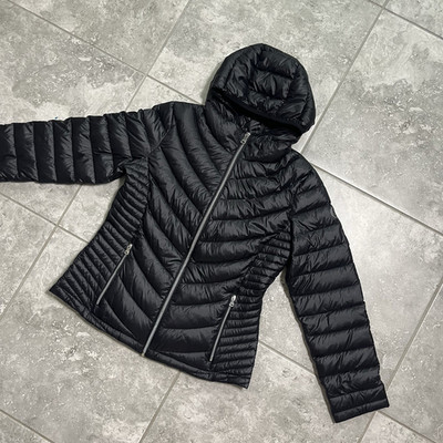 Calvin Klein Womens Jacket Full Zip Quilted Premium Down Packable Coat Black L