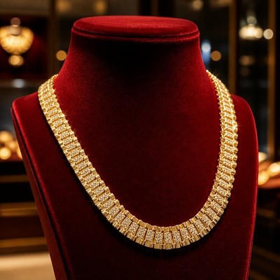 Men's Gold Plated Watch Band Chain Iced CZ Necklace 30'' New