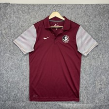 Florida State Seminloes Nike Polo Shirt Men's Small FSU Maroon Stripe Dri Fit