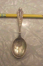 Vintage Stork,  Webster Sterling Silver Baby Spoon, Birth Records Clock, 4"