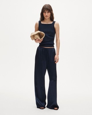 J.Crew Size XS Luxe Cosmo Pant in Luster Charmeuse In Navy Blue NWOT
