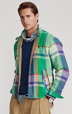 ジャケット・アウター 90s Ralph Lauren Madrascheck Harrington Polo Ralph Lauren Madras Check Linen Harrington Plaid Jacket Large