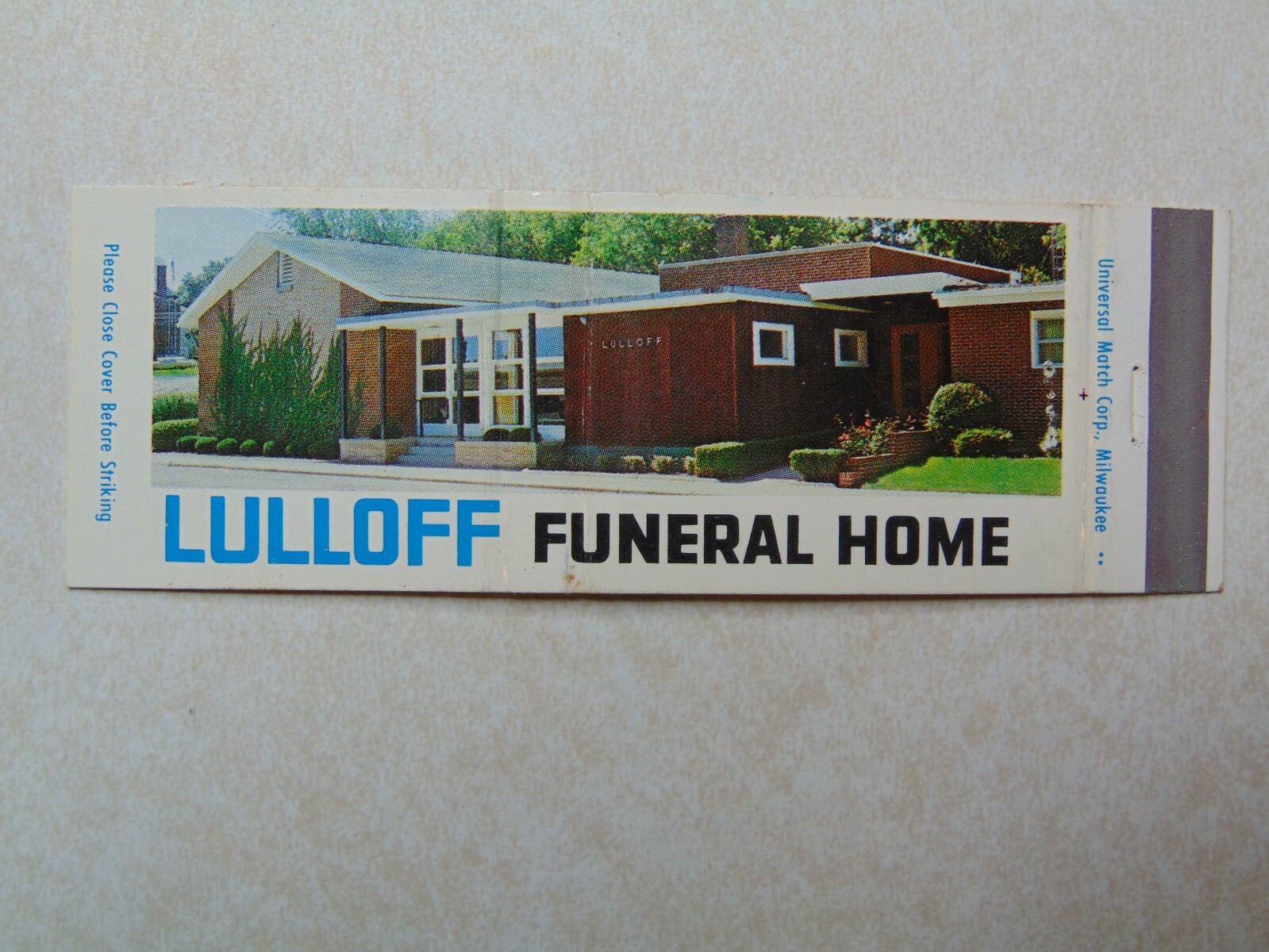AP269 Matchbook Cover Lulloff Funeral Home Dodgeville WI Wisconsin eBay