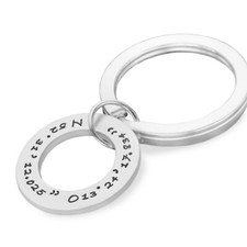Schlüsselanhänger Gravur Koordinaten GEO RING 925 Silberanhänger personalisiert