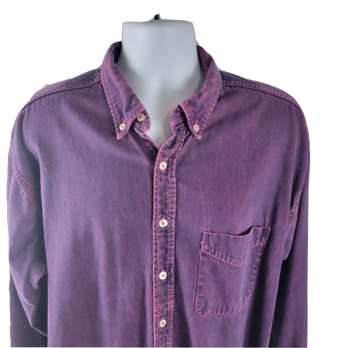 Vintage 1980 s World Island Mens Purple Denim Long Sleeve Button
