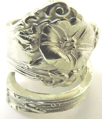 ALVIN - STERLING SILVER ''MORNING GLORY'' SATIN FINISH SPOON RING SIZE 8.5