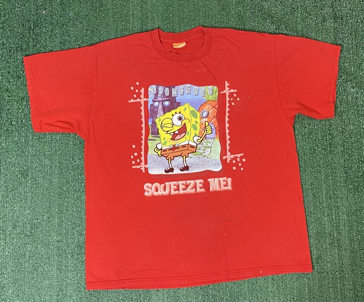 Vintage 2002 SpongeBob SquarePants Squeeze Me Red Nickelodeon T