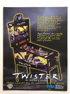 1996 Sega Twisters Pinball Arcade Game Flyer Near Mint Condition