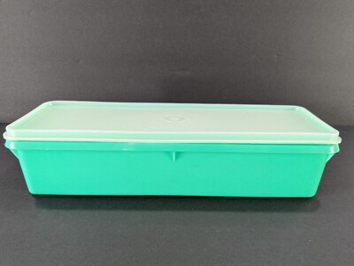 Green TUPPERWARE Celery Vegetable Keeper Crisper #892-1 w/ Lid 893-2 VTG Storage