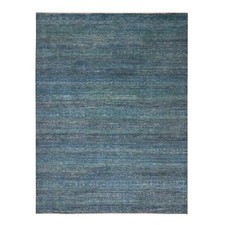 9'x11'10" Yale Blue Kohinoor Repetitive Design Hand Knotted Soft Wool Rug R76149