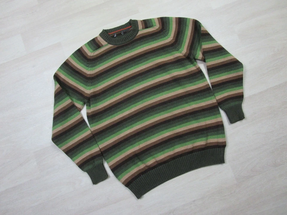 Suéter Grunge Rock Vintage Rayas (M) Nirvana Kurt Cobain Rayas Verdes y Marrón Foto 2 de 4