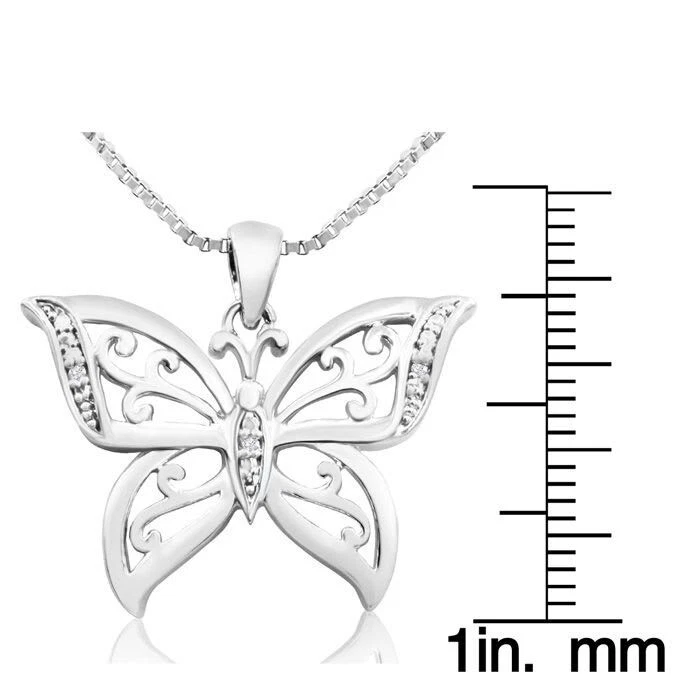 Ожерелье с бабочкой с бриллиантовым акцентом 18"" - Изображение 2 из 4