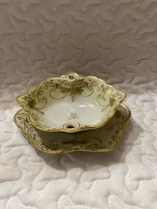 RARE Antique IE&C Co Heavy Guilded Gold HandPainted Japan Nippon Bowl/Underplate