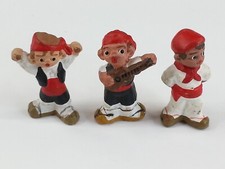 3 piezas miniatura español barro gente terracota cerámica europeos hombres aldeanos