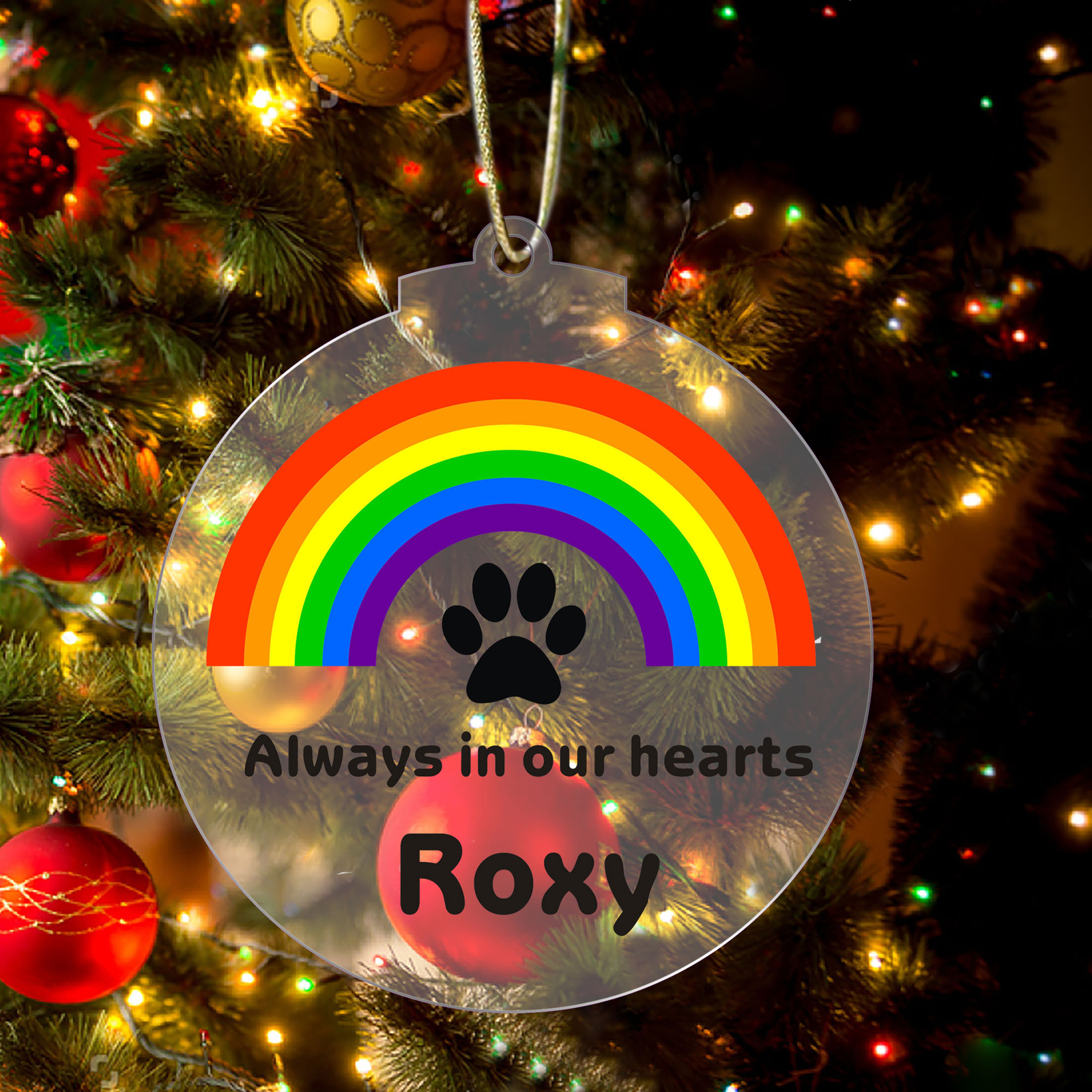 Personalised Pet Memorial Christmas Tree Decoration Dog Cat Memorial