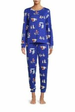 SECRET TREASURES WOMEN'S PLUS LONG SLEEVE PAJAMA LONG PANTS SET BRIGHT BLUE L