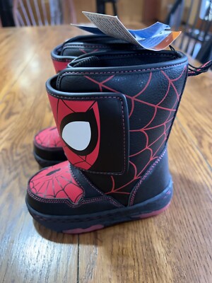 Marvel Spiderman Light-up Insulated Mid-Calf slip-on Winter Boot size 7 Boys