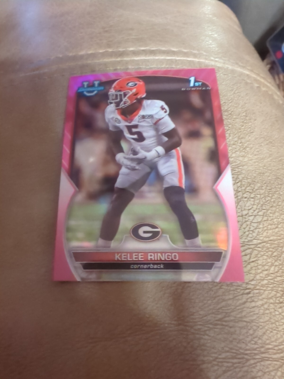 Kelee Ringo 2022 Bowman University Chrome Pink Refractor #68 Georgia Bulldogs