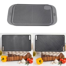 Large Griddle Plate Cast Iron Reversible BBQ Skillet Fry Pan Grill Double Sided
