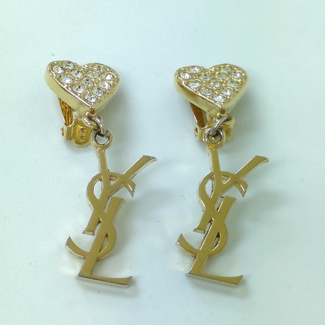 Yves Saint Laurent YSL Logo Heart Crystal Rhinestone Yves Saint Laurent YSL Logo Heart Crystal Rhinestone