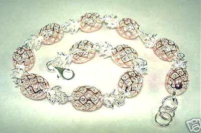 7.5MM ROSE GOLD PLATED 925 SILVER HAWAIIAN 3D PINEAPPLE BRACELET 8.5''-8.0'' ADJ