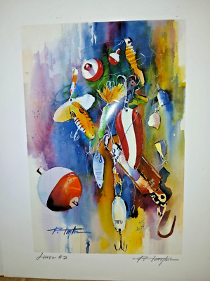 PAUL Allen TAYLOR  SIGNED NUMBERED LIMITED PRINT LURES #2 JITTER BUG FISHING
