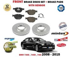 FOR BMW 730D 740D 740i 2008-2015 FRONT BRAKE DISCS SET + PADS SET + SENSOR