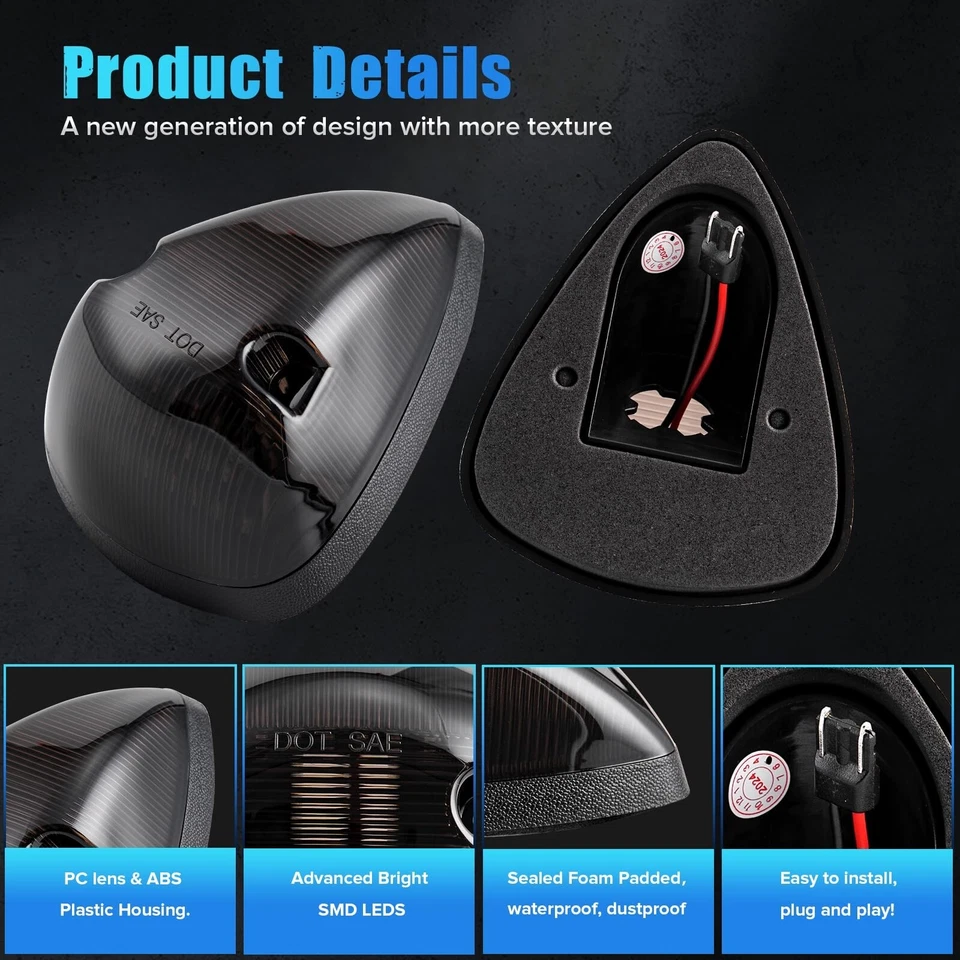 5 PIEZAS Luz Blanca Lente Humo LED Cabina Techo Marcador Luces Compatible con 1994-1... Foto 4 de 4