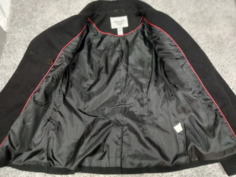 American Rag Pea Coat Womens XS Black Pockets Double Breasted Fast Shipping - Image 4 of 4