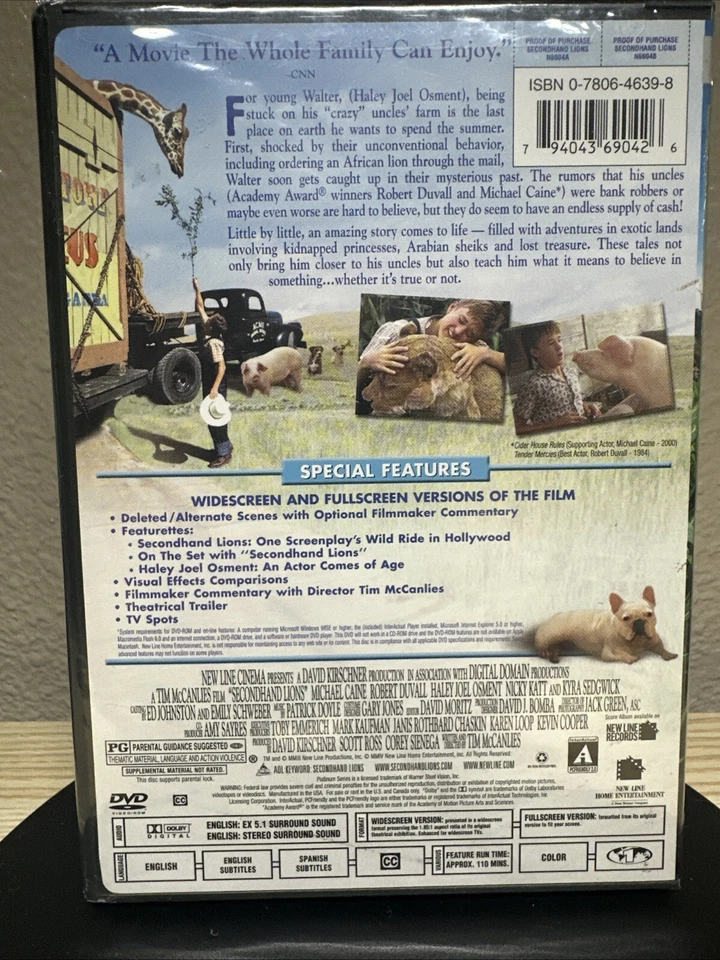 Secondhand Lions Region 1 VGC (DVD, 2003) New Line Platinum Series Foto 2 de 2