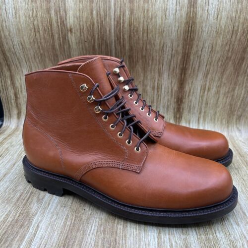 Grant Stone Baroda Boots Men's Size 11.5 D Saddle Tan Leather Ankle Boots Shoes