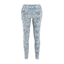 Blue Grey Floral BoHo Women's Cut  Sew Casual Leggings AOP 