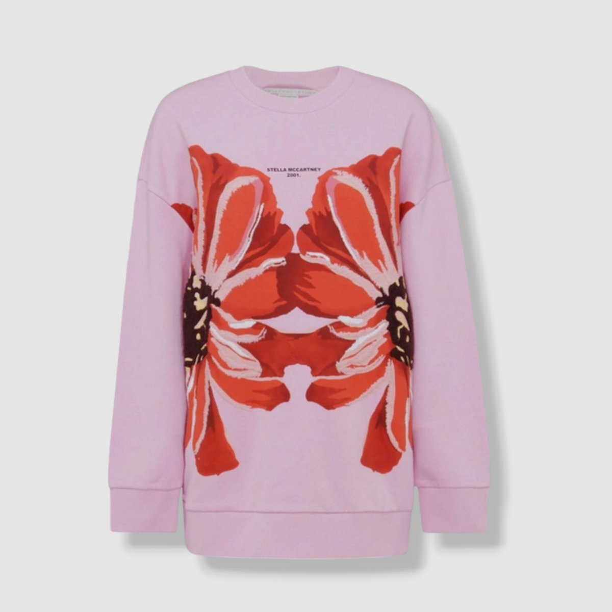 $995 Stella McCartney Women Pink Flowers Print Pullover Sweatshirt 