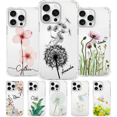 For iPhone 16e 16 Pro Max 15 14 13 12 11 Silicone Case Personalised Flower Cover