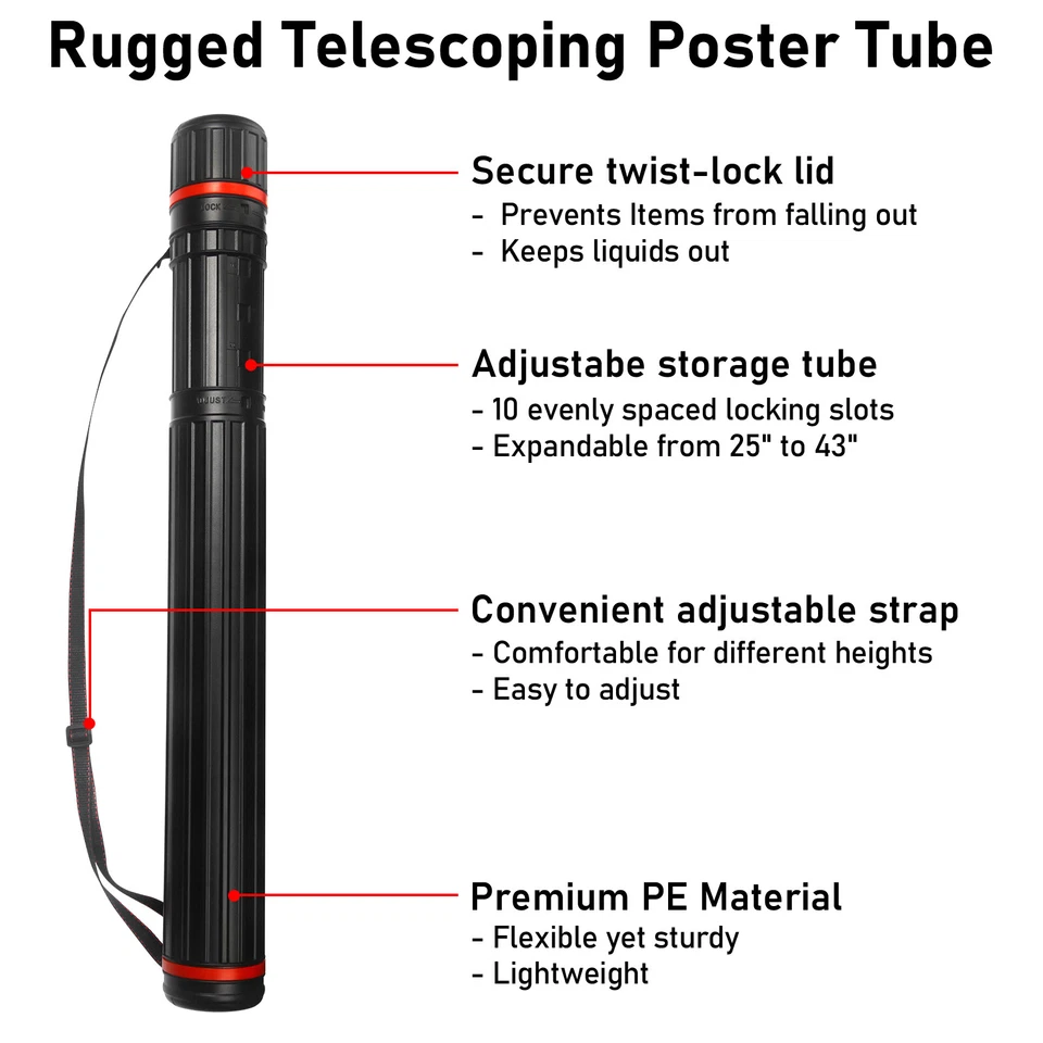 Waterproof Telescoping Poster Tube Extendable Storage Tube For Artwork Document - Image 4 of 4