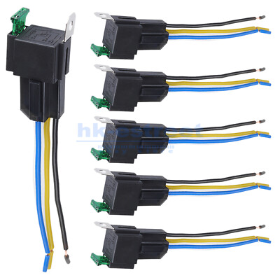 6Pack 12V 30A Fuse Relay Switch Harness Set SPST 4Pin 14 AWG Hot Wires Fast USA