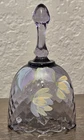 FENTON AMETHYST/PURPLE HAND PAINTED FLORAL SCALLOPED GLASS BELL SIGNED OLMSTEAD