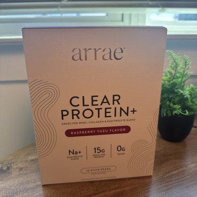 NEW Arrae Clear Protein Plus 15g Grass-Fed Raspberry Yuzu 14 Ct Zero Sugar
