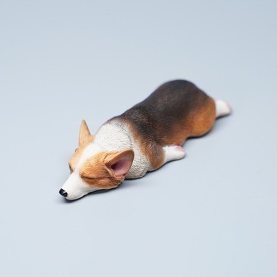 1/6 Scale Cute Sleeping Corgi Dog Model Animal Figure Ornaments Home Decor  