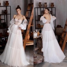 Bohemian Wedding Dress Long Sleeve Sweetheart Sequined Beach A Line Bridal Gowns