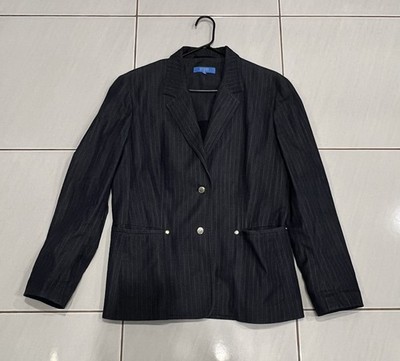 Vintage ESCADA SPORT Grey Pinstripe Blazer Jacket - Size DE 38 / AU 10