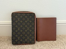 Authentic Louis Vuitton Monogram Agenda GM Notebook Cover Round Zipper RARE SET