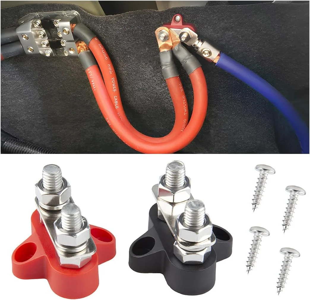 2PCS Dual Stud Battery Junction Block M8 Terminal Post Power Distribution Block