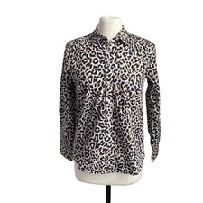 J. CREW Button Down Womens Sz Small Leopard Print Slim Cotton Perfect Shirt